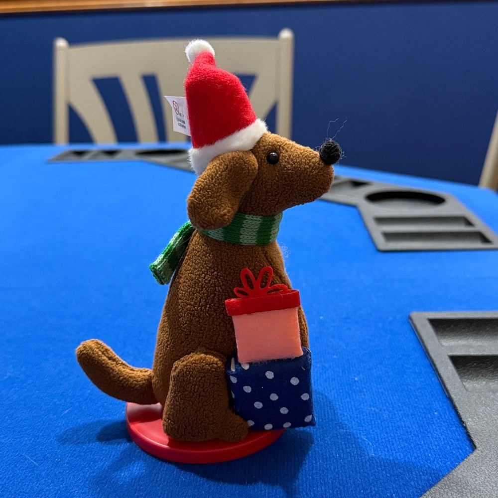 Wondershop Brown Dog Figurine with Red Santa Hat and Green Scarf - Picture 2 of 3